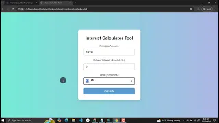 Interest Calculator Tool Using HTML CSS and JavaScript with Source Code