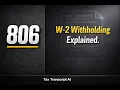IRS Code 806 W-2 Withholding on Your Client s Transcript
