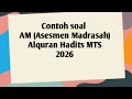 Sample questions AM for the 2026 Madrasah Al-Quran Hadith Assessment for Middle Schools