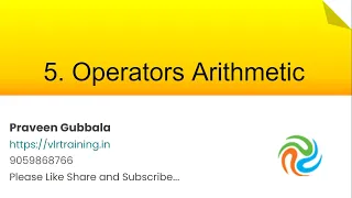 Operators Arithmetic in javascript Javascript Foundation Training s In telugu 05