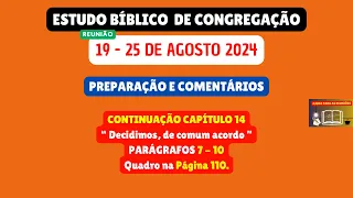 Estudo Bíblico de Congregação Reunião de meio semana 19-25 de agosto 2024. JW Brasil