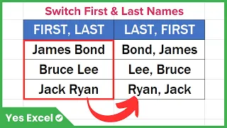 Switch First and Last Name in Excel Convert First Name Last Name to Last Name First Name