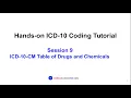 Hands-on ICD-10 Tutorial Session 9 Table of Drugs and Chemicals