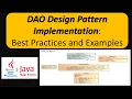 DAO Design Pattern Implementation Best Practices and Examples Data Access Object Design Pattern