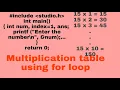 how to create multiplication table using for loop in c program programscorner