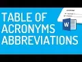 How to make table of in Word