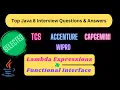 Lambda expression Functional interface Interview questions on java 8 features HINDI