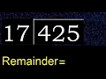 Divide 425 by 17 remainder Division with 2 Digit Divisors How to do