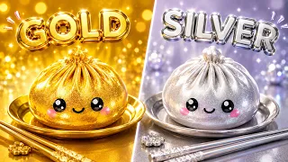 AMAZING COLOR FOOD CHALLENGE | Gold vs Silver Food for 24 Hours