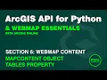 Tables Property from the MapContent Class with the ArcGIS API for Python ArcGIS Online Web Map