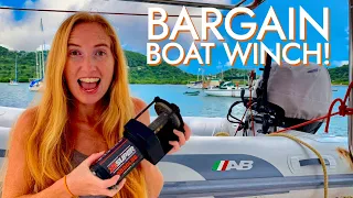 BOAT HACK: ELECTRIC DINGHY DAVITS for under $100! [Ep46 RED SEAS]