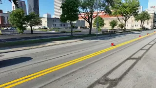 Yellow lines mark coming changes to Muhammad Ali Boulevard in downtown Louisville