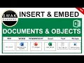 Insert Embed documents and objects in excel