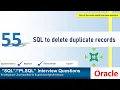 Oracle PL SQL interview question SQL to Delete duplicate records