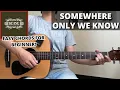 Somewhere Only We Know - Keane Guitar Tutorial No Capo Easy Chords For Beginner
