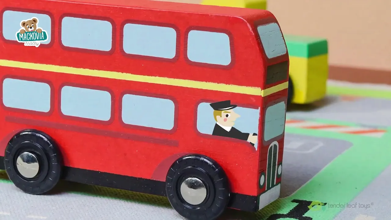 Drevené autá - Drevené mestské autá Town Playmat Tender Leaf Toys - 4