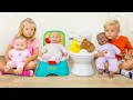 Potty Training Fun with Naomi, David, and Their Dolls!