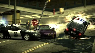 Tollbooth Dodging Roadblocks In A Mazda RX 7 NFS Most Wanted Challenge Series 