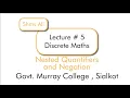 Nested Quantifiers and Negation Lecture 5