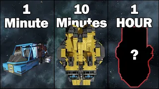 Building a TRANSPORT SHIP in 1 Minute 10 Minutes and 1 Hour - Space Engineers 2 Challenge