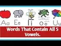 What are some English words that contain all the vowel letters 2020