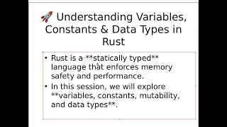 Learn Rust Programming Part 3 Rust Variables Constants Rust programming for Beginners