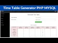 Online Time Table Generator PHP MYSQL Project with Source Code