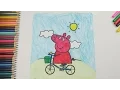Peppa Pig Riding a Bike Coloring Page Colored by 7 Year Old Girl Kids Fun Art Kid s Fun Pack
