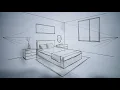 how to draw a simple bedroom in 2 point perspective for beginner