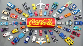 Unboxing Huge Coca-Cola Can Full of Tobot Transforming Cars, Police Trucks & Jets Toys Collection
