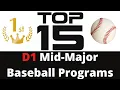 TOP 15 D1 Mid-Major Baseball Programs