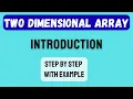 What is an 2D Array 2D Array Program 2d Array Introduction Two Dimensional Array