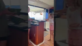 At sea for three weeks – last piece of fruit!!