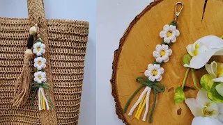 🌼🔑DIY Llavero de Flor de Macrame (paso a paso) | DIY Macrame Flower Keychain Tutorial