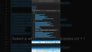 Shortcut to comment out on a whole program in vs code