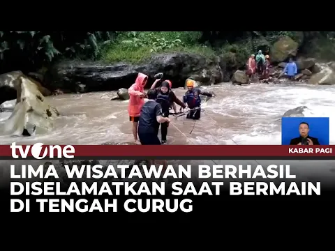 Lima Wisatawan Terjebak di Curug Seribu