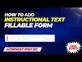 How to add Instructional Text in PDF Fillable Form JavaScript Adobe Acrobat Pro Dc Tutorial