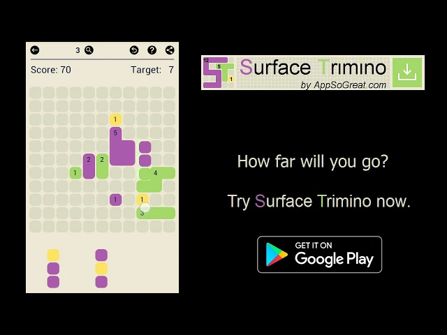 Surface Trimino: increase the area. Casual Android game from AppSoGreat.com