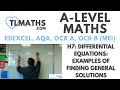 A-Level Maths H7-03 Differential Equations Examples of Finding General Solutions