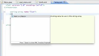 Android Application Development Tutorial 55 Setting up a String array resource