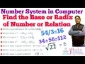 Find out the Base or Radix of Number or Relation Determine base of number or relation