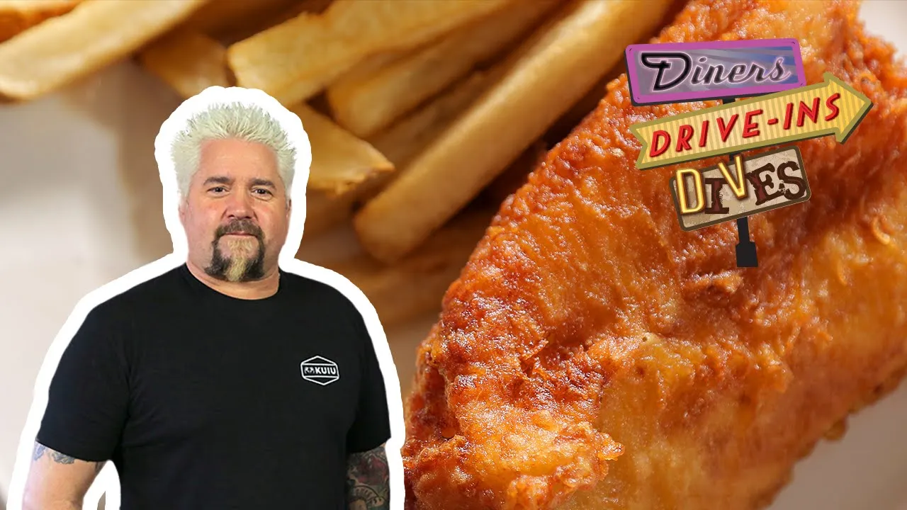 Guy Fieri Eats Fish and Chips at Stoney