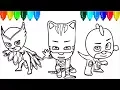 PJ Masks Santa Claus Coloring Pages Colouring Pages for Kids with Colored Markers