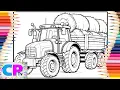 The Tractor Transports Straw in a of Coloring Book