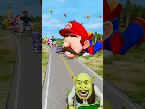 Big & Small Funny Cars vs Scary Mario 😂 in BeamNG.drive