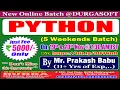 PYTHON 5 Weekends Batch Online Training DURGASOFT