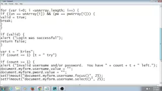 How create a Username and Password Validation in HTML