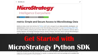Get Started with MicroStrategy Python SDK mstrio-py MicroStrategy Python Tutorial