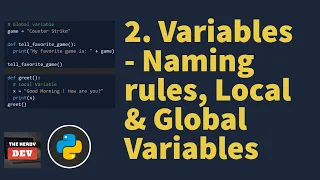 Variables - Naming Rules Local Global Variables Python Tutorials For Beginners