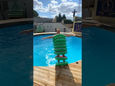 Falling flat on my back wearing 10 inflatable rings! 💦😱 #divng #pool #sittingonthedockofthebay